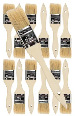 12 Pk- 1 1/2 Inch Chip Paint Brushes For Paint StainsVarnishesGluesGesso • $8.99