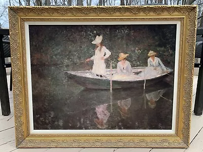 Claude Monet Oil Canvas Painting Ethan Allen Giclee Limited “Barca Di Giverny” • $575