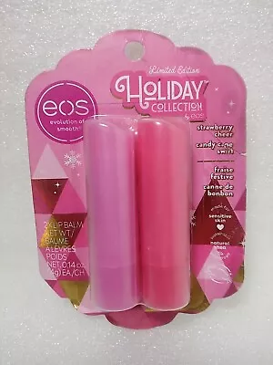 Eos~Holiday Collection~LIP BALM~Strawberry Cheer & Candy Cane ~new/imperfect Box • $7.79