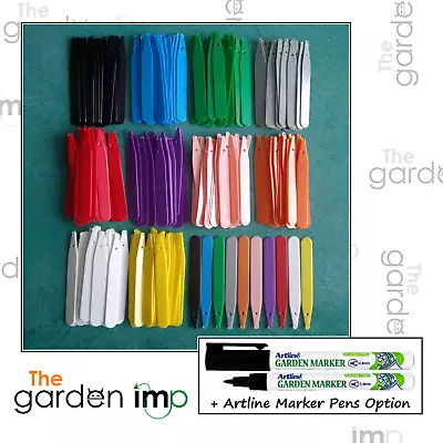 100 4  Coloured Plastic Garden Plant Labels Seed Trays Plugs Pots Tags & Markers • £4.69