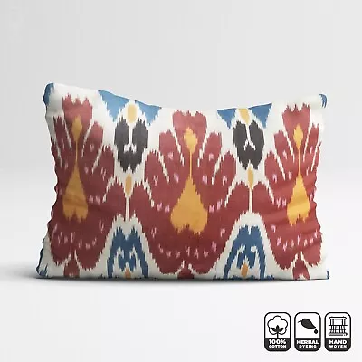 Ikat Cushion Cover From Traditional Uzbekistan Handwoven Fabric 16x24  (40x60cm) • £26.40