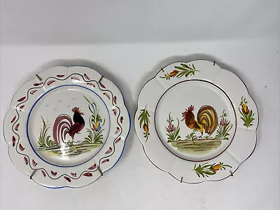 J Willfred Charles Sadek Portugal Rooster Painted Wall Plates 8” Plates Set Of 2 • $35.96