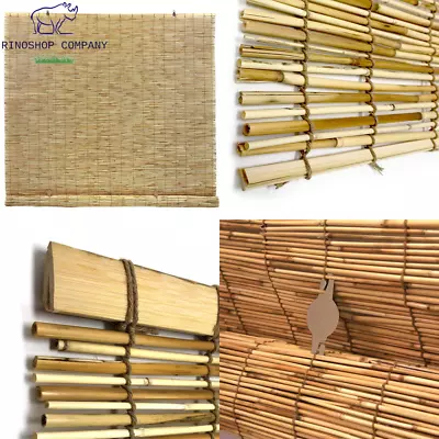 Natural Cordless Manual ROLL-UP BLIND Light Filtering Bamboo Reed Patio Shade • $29.99