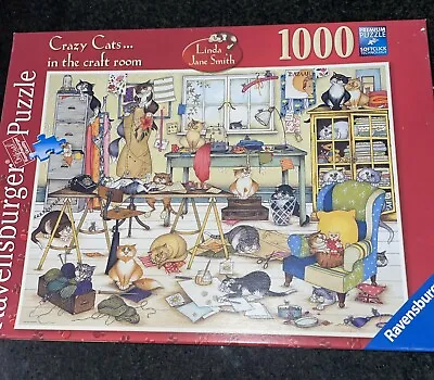 Linda Jane Smith Jigsaw.Crazy Cats ....In The Craft Room. 1000 Pieces • £6.50