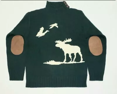 NWT Polo Ralph Lauren Moose Intarsia Wool Sweater XXL • $315