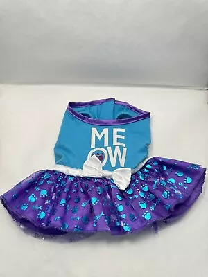 Build A Bear BABW Standing Cat Dress Blue Purple Metallic Tulle Meow Clothes • $10