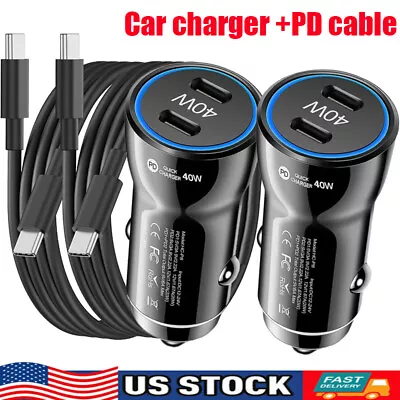 Dual USB C Type C PD Fast 40W Car Charger Adapter For IPhone 15 /Google /Samsung • $15.98