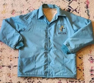 Vintage Bear Alignment Mechanic Jacket Blue Large 70s Lined • $129