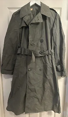 Vintage Raincoat Military Quarpel Army Green 274 Trench Coat USA MENS 34R • $23