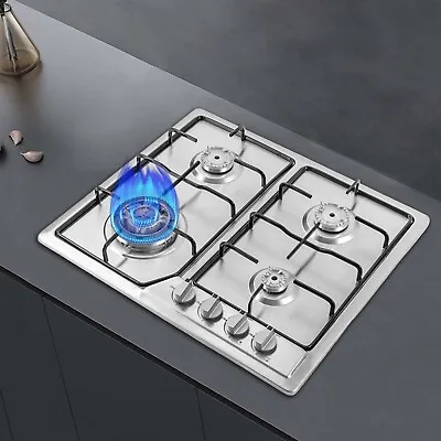 Gas Stove Silver 4-Burners Built In Gas CookTop NG/LPG Cooktop Stainless Steel • $132.05