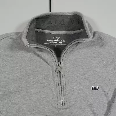 Vineyard Vines Sweater Mens Small Gray Performance 1/4 Zip Pull Over Polyester • $15