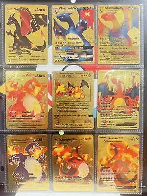 Pokémon Charizard V Vmax Gx Gold Foil Fan Art Cards Full Set Of 18 Pieces • $15.99