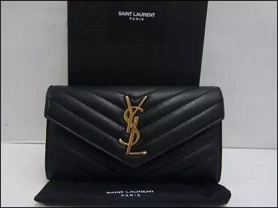 Auth XY02 Saint Laurent Paris Cassandra Flap Long Wallet YSL Logo From Japan • $792.35