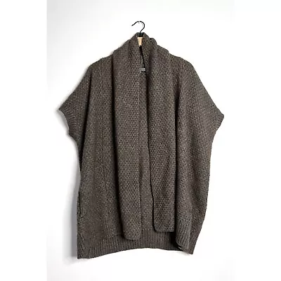 VINCE Yak Wool Blend Short Sleeve Cardigan Cocoon Sweater Brown Size Medium • £47.50