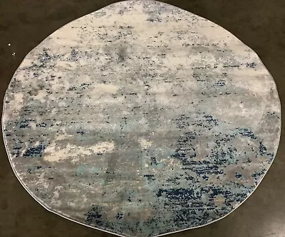 LIGHT GREY / BLUE 5' X 5' Round Spot On Rug Reduced Price 1172667840 BNT822F-5R • $41