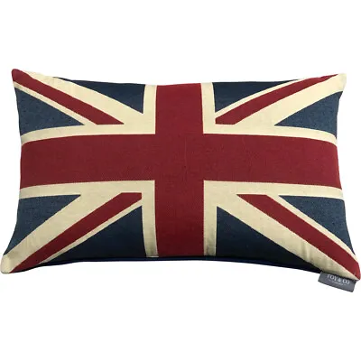 Union Jack Cushion Cover | British 40x60cm | Linen Cotton Flag • £28.95