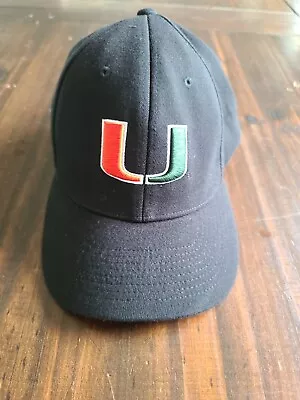 Vtg 2000s Nike Team The U Miami University Hurricanes Black Flexfit Hat Cap • $25