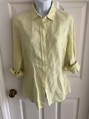 J. Crew Pale Yellow Linen Blouse Top Sz 2 • $13.99