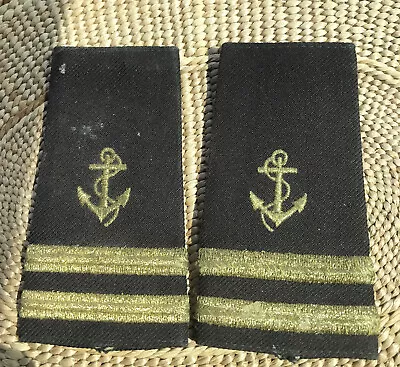 WWII US Merchant Marine 2nd Mate Shoulder Board Rank Epaulettes Bullion Anchor • $18