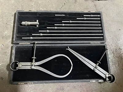 Vintage Starrett Inside Micrometer Set W/ Inside Outside Spring Calipers • $130