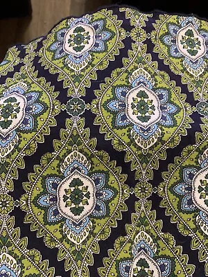 New Vera Bradley  Green/ Blue Leaves Fabric Napkins With Black Treading • $29
