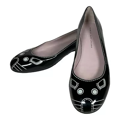 Marc By Marc Jacobs Patent Leather Mouse Ballet Flats Women's Size 40/10 Classic • $32.12