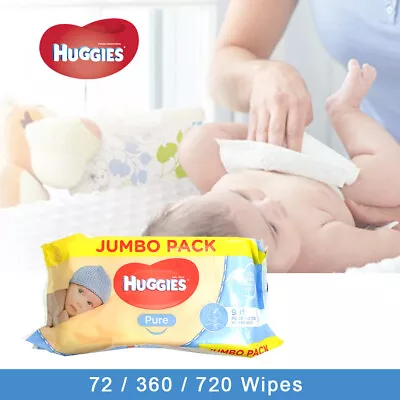 $57.17 • Buy Huggies Pure Baby Wet Wipe 72/360/720 Jumbo Pack Alcohol & Fragrance Free