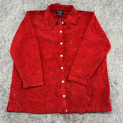Denim Co Sweater Mens 2XL Red Knit Button Down Corduroy Long Sleeve • $9.95