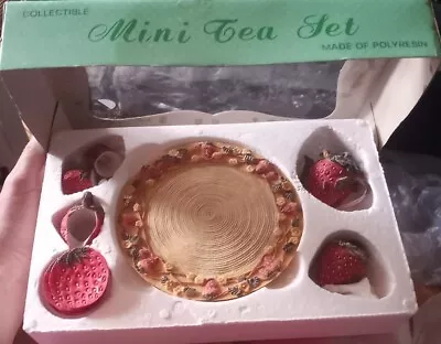Vintage 12 Piece- Mini Strawberry  Themed Tea Set Collectibles  • $1
