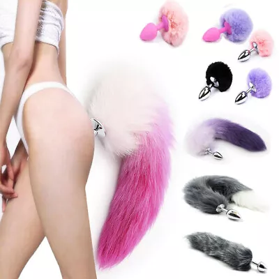 Fantasy Fur Fox Tail Plugs Stainles Steel Back Plugs Binding Couples Cosplay • $5.99