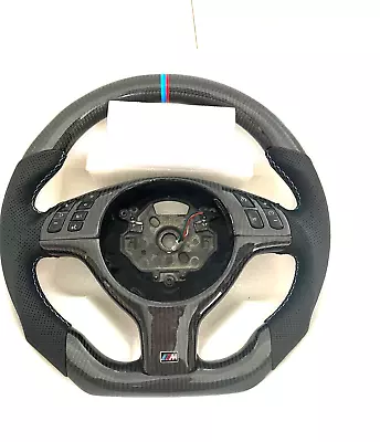Carbon Fiber Steering Wheel+Trim For BMW E46 M3 E39 M5 E60 E90E92 No Paddle HOLE • $490