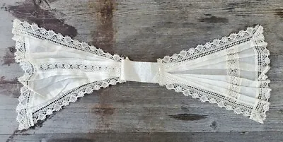 Antique Handmade Irish Linen And Lace Jabot - Victorian Neckwear • $37.95