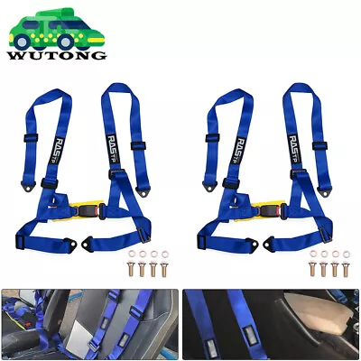 2X Blue 4 Point 2  Strap Racing Harness Seat Belt RZR XP Turbo CanAm X3 ATV UTV • $48.85