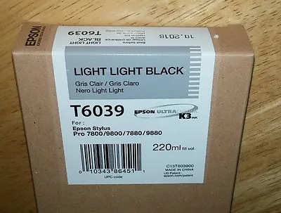 10-2023 GENUINE EPSON T6039 LIGHT LIGHT BLACK 220ml INK STYLUS PRO 7880 9880 • $93.89