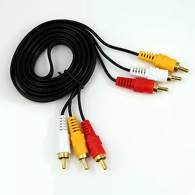 3 X RCA Triple Phono Male To Male Audio Video Cable Lead Yellow White Red • £2.80