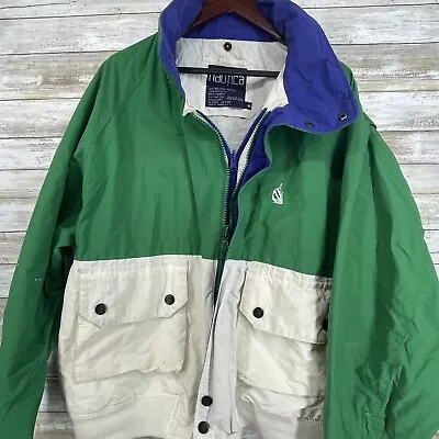 Vintage Nautica Expedition Men’s Down Jacket Coat Dual Zip Color Block Sz Large • $51.19