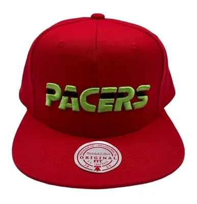 NWT Mitchell & Ness Indiana Pacers NBA Reverse Grinch Snapback Hat Cap Red • $27.99