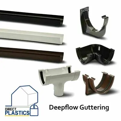 Deepflow Gutter Guttering PVC| Black | White | Grey |Brown | Downpipe UPVC • £2.56