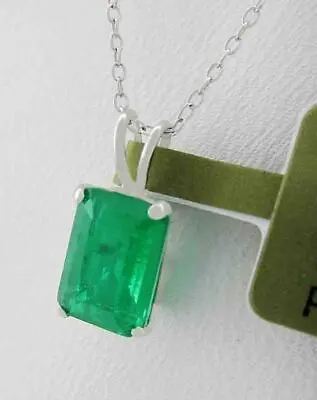 £0.88 • Buy GENUINE 1.09 Cts EMERALD PENDANT 14k WHITE GOLD - Free Certificate Appraisal