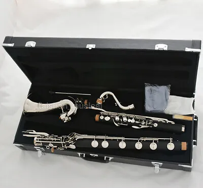 Professional Bakelite Bb Bass Clarinet To Low C CLARINETS Silver Leather Case • $1500