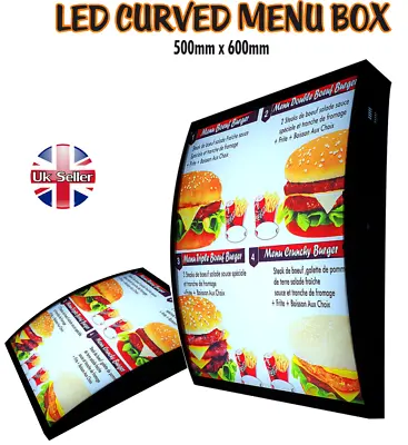 LED Curved Menu Box Illuminated Board Sign Restaurant Take Away High Quality • £70