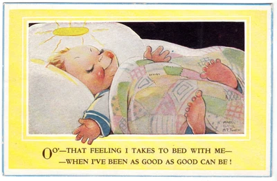 £3.50 • Buy Mabel Lucie Attwell Postcard OO- THAT FEELING - Young Child Sleeping  Valentines