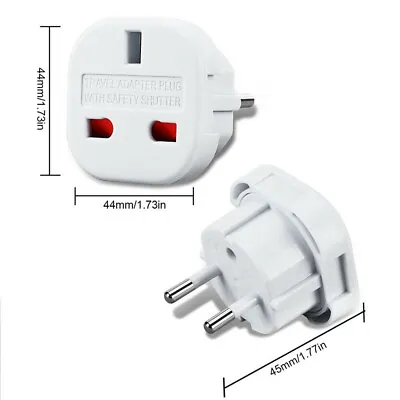 £4.99 • Buy Uk To Eu Euro Europe European Travel Adaptor Power Plug Convert 3 To 2 Pin 5/10x