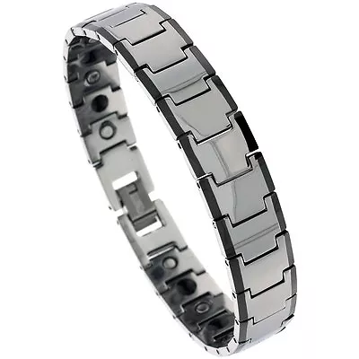 Tungsten Carbide Magnetic Bracelet W/ Black Edge Bar Links • $42.99