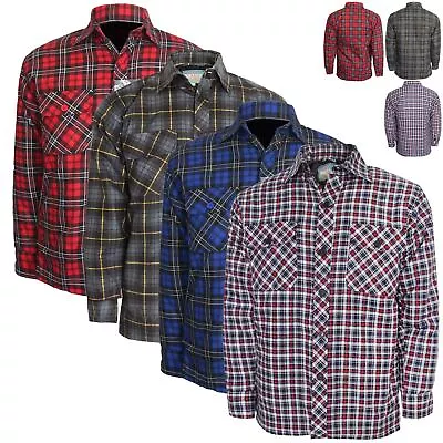 Mens Quilted Padded Shirt Flannel Yarn Dyed Lined Lumberjack Jacket M-6XL • £16.99