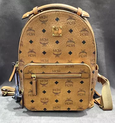 MCM Small Stark Visteos Womens Backpack Cognac • $595