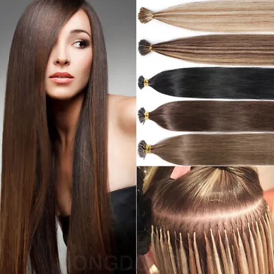 200 Strands I-Tip Stick 100% Remy Human Hair Extensions Keratin Fusion Ring 1G/S • $36.80