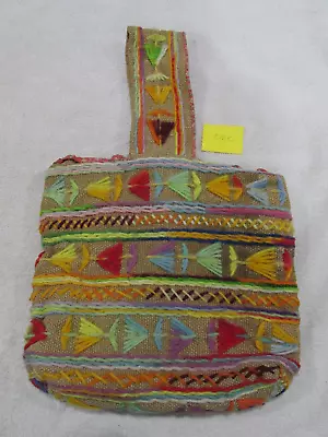 Vtg Burlap Tote Purse Shopper Knitting Bag- Boho Hippie 1960s 1970s-one • $8.99