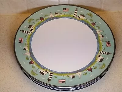 SAKURA Evolution Warren Kimble COASTAL BREEZE Melamine 4 Dinner Plates 11 1/8   • $24.99