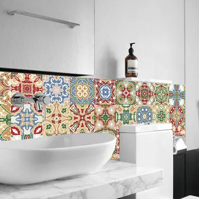  24Pcs Vintage Tile Decal Tile Stickers Removable Decals Kitchen Peel And Stick • £6.41